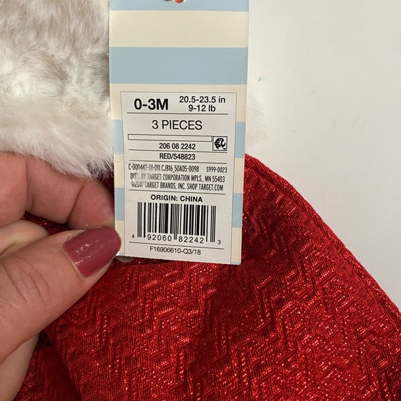 Cat & Jack Infant Girls Red Sparkle Bow Christmas Party Dress jacket - Picture 14 of 16